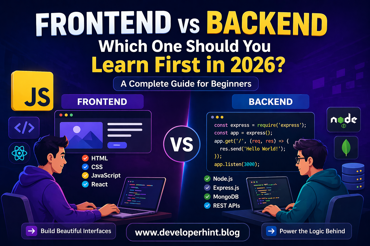 vs python – which backend should you learn in 2026?... Frontend vs Backend: Which One Should You Learn First in 2026 ...