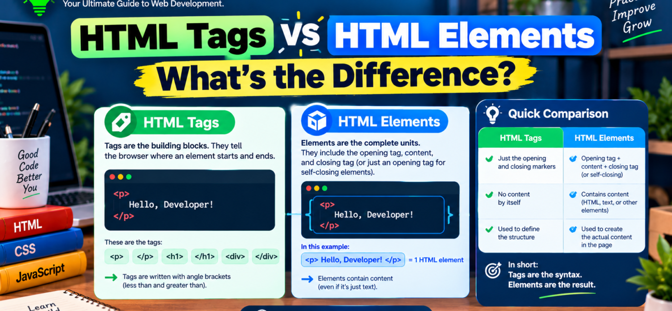 Html Tags Vs Html Elements