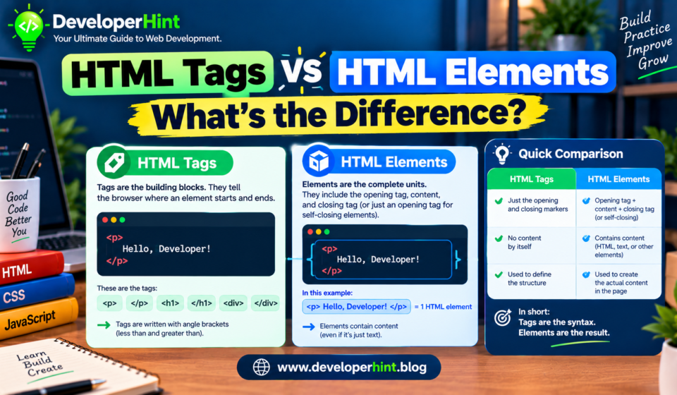 Html Tags Vs Html Elements